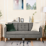 HOMCOM 3-Seater Button-Tufted Fabric Sofa with Hidden Storage and Rubberwood Legs – Compact Couch
