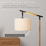 HOMCOM Floor Lamp with 350° Rotating Lampshade, Footswitch and LED Bulb Included – Metal Frame, Brown