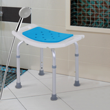 HOMCOM Adjustable Aluminium Shower Stool with Non-Slip Feet and Drainage Holes – Bathroom Seat, 136kg Load