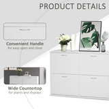 Wooden 4-Drawer Flip-Down Shoe Cabinet – Holds 16–24 Pairs, Slim Space-Saving Hallway Storage, White
