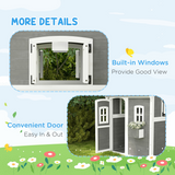 Outsunny Wooden Wendy House for Kids with Floor, Windows & Plant Box – Garden Playhouse, Grey