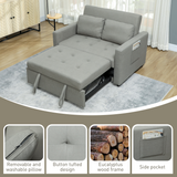 HOMCOM Click-Clack 2 Seater Sofa Bed with Cushions & Side Pockets – Space-Saving Guest Bed, Grey