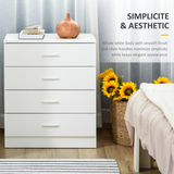 HOMCOM 4-Drawer Vertical Chest of Drawers with Metal Rails & Anti-Tip Kit – Bedroom Clothes Storage