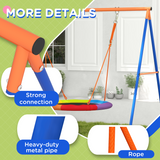 Outsunny Kids Swing Nest Seat with A-Frame Metal Structure – Outdoor Garden Swing for Two, Multicoloured