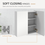 kleankin Wall Mounted Mirrored Bathroom Cabinet with Soft Close Doors – Space-Saving Storage, White