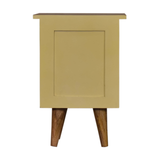 Artisan Furniture Solid Wood Hand Painted Bedside Table with 2 Drawers – Yellow Body, Nordic Legs