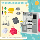 AIYAPLAY Toy Kitchen Playset with Lights, Sounds, Apron & Chef Hat – Kids Role Play Kitchen, White