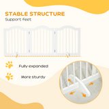 PawHut 3-Panel Freestanding Wooden Dog Gate with Support Feet – Foldable Safety Barrier for Small Dogs, White