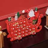 HOMCOM Advent Calendar with 24 Fillable Drawers – Santa Sleigh Christmas Countdown Calendar, Red