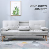 HOMCOM Scandi 3 Seater Sofa Bed with Adjustable Recline & Fold-Down Middle Table – Metal Frame Guest Bed