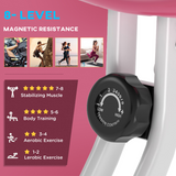 HOMCOM Foldable Magnetic Exercise Bike with 8 Resistance Levels, LCD Monitor & Adjustable Seat – Home Cardio, Pink