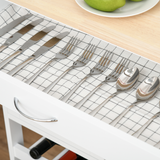 HOMCOM Rolling Kitchen Island Cart with Drawer & 9-Bottle Wine Rack – Rubberwood Worktop, White