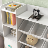 AIYAPLAY Kids Toy Storage Organiser with 8 Removable Bins, Bookcase & Cupboard – White
