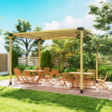 Outsunny Metal Pergola Kit with 3-Way Corner Brackets & Post Base for 92mm Lumber – Black