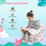 AIYAPLAY Kids Sofa Chair with Flamingo Design – Soft Toddler Armchair for Bedroom or Playroom, Pink