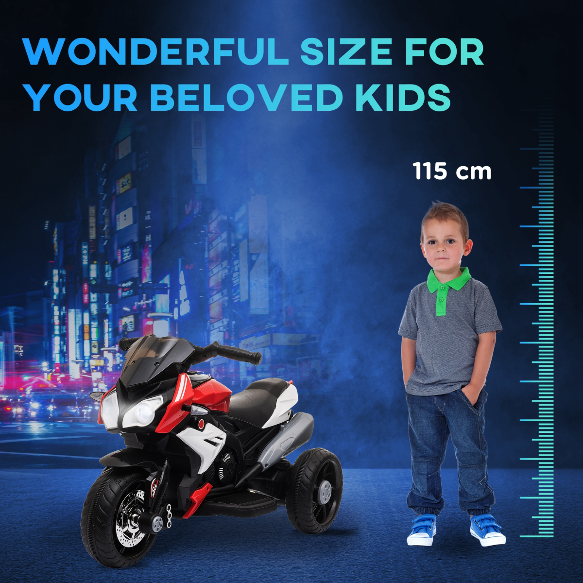 HOMCOM Kids Electric Ride-On Motorcycle with 6V Battery, Music, Horn & Lights – Toddler Trike, Red