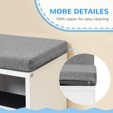 2-Tier Modern Bookcase with Removable Cushions – Storage & Bench Seat for Offices and Kids' Rooms, White