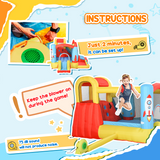 Rocket-Themed Bouncy Castle with Two Slides, Splash Pool, Trampoline & Climbing Wall – Garden Inflatable