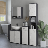 kleankin Tall Slim Bathroom Cabinet with Soft Close Doors – Geometric Panel Storage Unit