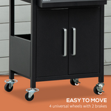 Outsunny 3 Burner Gas BBQ Grill Trolley with Warming Rack, Storage Cabinet & Piezo Ignition