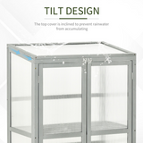 Outsunny Wooden Cold Frame Greenhouse with Polycarbonate Panels, Double Doors and Adjustable Shelf, Grey