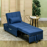 HOMCOM Folding Single Sofa Bed with Adjustable Backrest & Pillow – Space-Saving Guest Bed, Blue