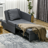 Dimension diagram of the HOMCOM folding sleeper sofa bed chair