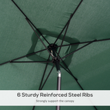 Outsunny 3x2m Patio Parasol with Tilt & Crank Handle, 6 Ribs, UV-Resistant Canopy – Garden Sun Shade, Green