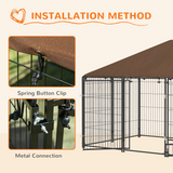 PawHut Outdoor Dog House Kennel with Canopy Top, Lockable Door & Rotating Bowl Holder – Black and Brown