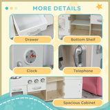 HOMCOM Luxury Kids Kitchen Playset with Accessories, Sink, Cooker & Water Dispenser – Role Play, White