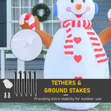 HOMCOM 8ft Christmas Inflatable Snowman with Candy and Rotating Lights – Indoor Outdoor Festive Decoration