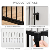 Pawhut 5-Panel Pet Gate and Dog Playpen with Walk-Through Door – Freestanding or Wall Mounted, Black