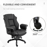 Piped PU Leather High Back Gaming Office Chair with 150° Recline & Rocking Function – Home Office Chair, Black