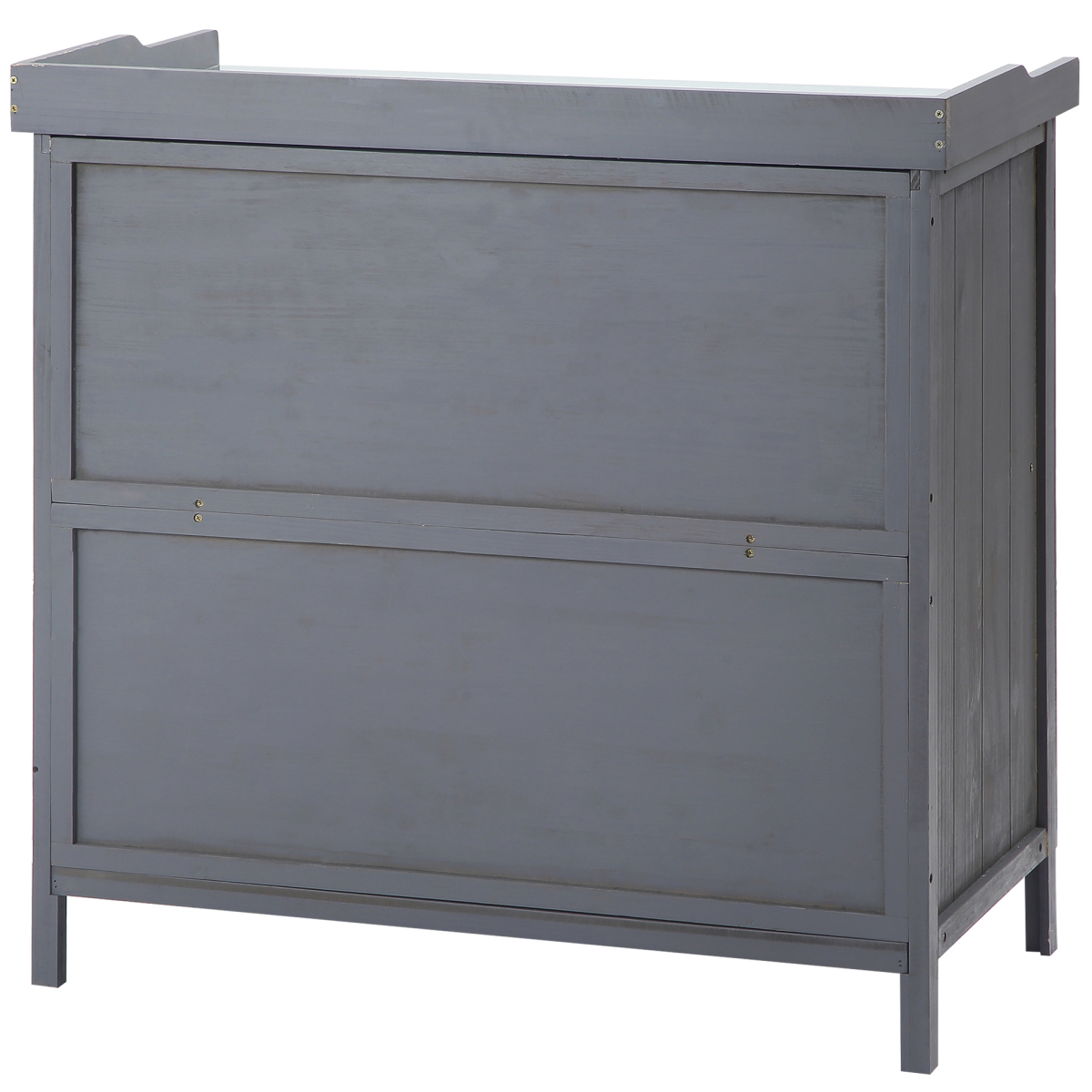 Outsunny Potting Bench Storage Cabinet with Galvanised Worktop & Magnetic Doors – Fir Wood Workstation, Grey