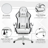 Vinsetto Reclining Racing Gaming Chair with Retractable Footrest & Faux Leather – Home Office, Black