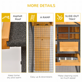PawHut Wood-Metal Rabbit Hutch with Run, Ramp & Pull-Out Tray – Elevated Outdoor Pet House, 122 x 63 x 92 cm