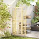 Outsunny 3-Panel Folding Wooden Garden Privacy Screen – Fir Wood Outdoor Divider, Natural Finish