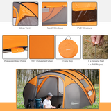 Outsunny 4-5 Person Pop-Up Dome Camping Tent with Windows & Carry Bag – Family Festival Tent, Orange