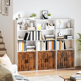 HOMCOM 5-Tier Bookcase with Double-Door Cupboard and Adjustable Shelf – Tall Storage Bookshelf, Rustic Brown