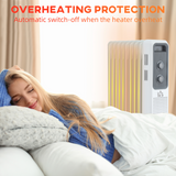 HOMCOM 2180W 9 Fin Oil Filled Radiator with 3 Heat Settings & Safety Cut-Off – Silent Portable Heater