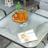 Outsunny 5-Piece Garden Dining Set with Glass-Top Table, Umbrella Hole & 4 Cushioned Chairs – Patio Furniture