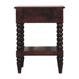 Artisan Furniture Solid Wood Vienna Nightstand with Drawer and Open Shelf – Winewood Oak Finish, Dark Brown
