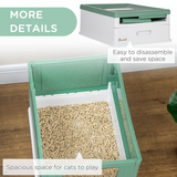 PawHut Hooded Cat Litter Box with Scoop & Removable Tray – Portable Enclosed Pet Toilet, Green