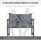 Outsunny 2 Seater Garden Bench Cushion with Ties – Padded Outdoor Seat Pad, Dark Grey