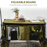 Outsunny Folding Garden Trolley with Fabric Bag & Top Cover, 100kg Load – Collapsible Steel Camping Cart