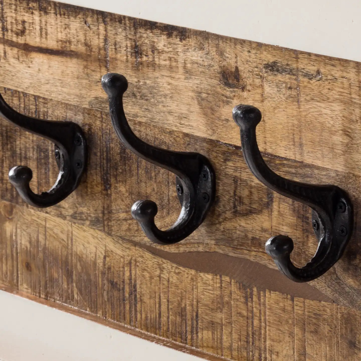 Alfie Solid Mango Wood Shoe Rack and Wall Hook Set – Hallway Storage, Natural and White Finish