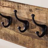 Alfie Solid Mango Wood Shoe Rack and Wall Hook Set – Hallway Storage, Natural and White Finish