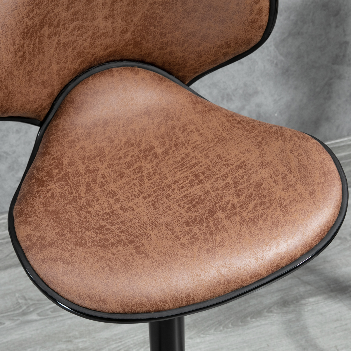 HOMCOM Vintage Microfibre Armless Bar Stools, Set of 2 with Adjustable Height & Curved Moulded Seat