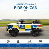 HOMCOM 12V Kids Electric Ride-On Police Car with Remote Control, Siren and Bluetooth – For 3-6 Years