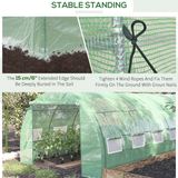 Outsunny 4 x 3 x 2m Polytunnel Greenhouse with Galvanised Steel Frame, Doors & Windows – Walk-In Grow Tent, Green